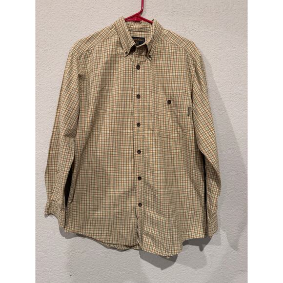 Woolrich Flannel Button Down Shirt Men's Size Small Long Sleeve Brown Plaid - Picture 1 of 5